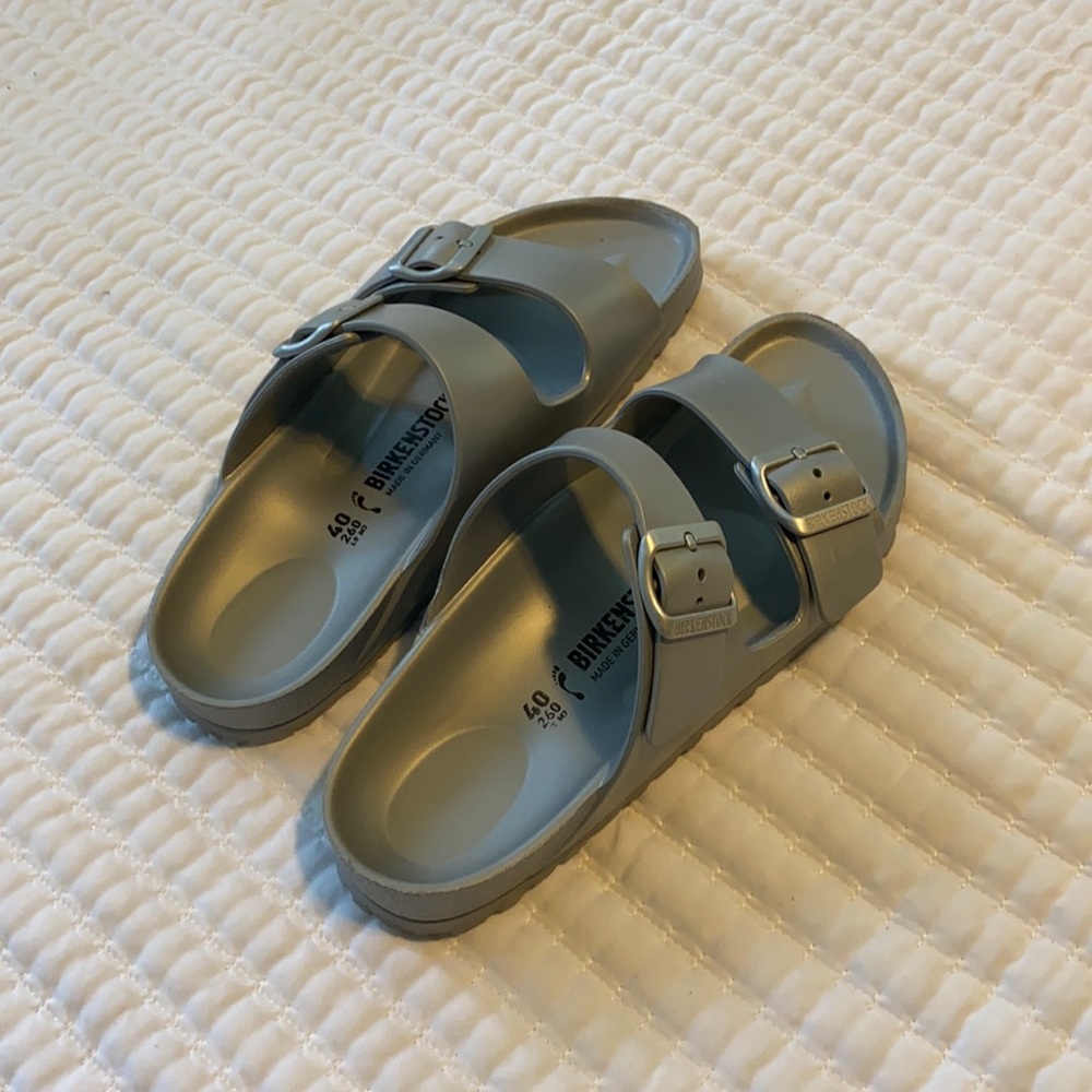 Metallic Silver Birkenstocks Size 40 / Size 9